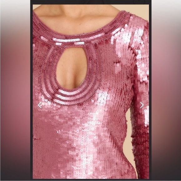 LOVESHACKFANCY Devers Keyhole-Front
Sequined Mini Dress - Picture 11 of 14